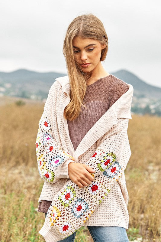 FLORAL CROCHET CARDIGAN