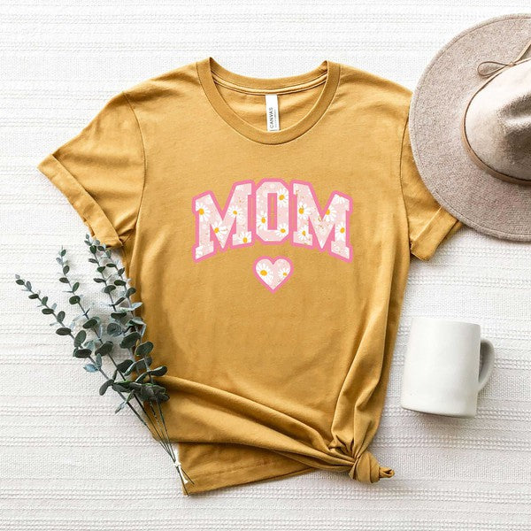 Mom Curved Floral Short Sleeve Graphic Tee