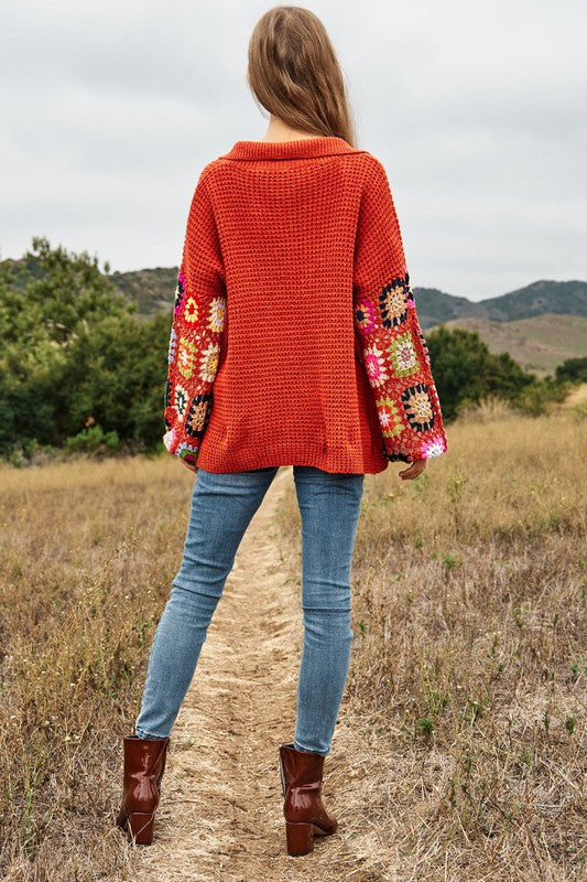 FLORAL CROCHET CARDIGAN