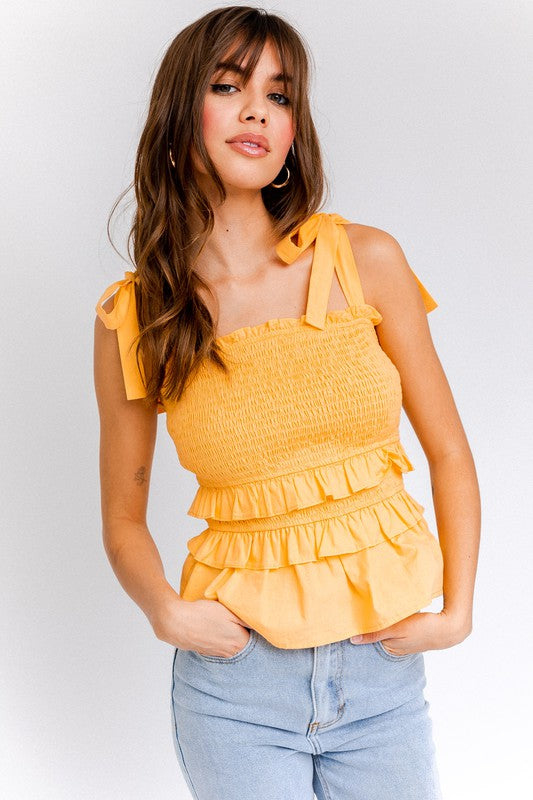 ORANGE SMOCKED TOP