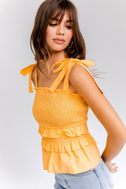 ORANGE SMOCKED TOP