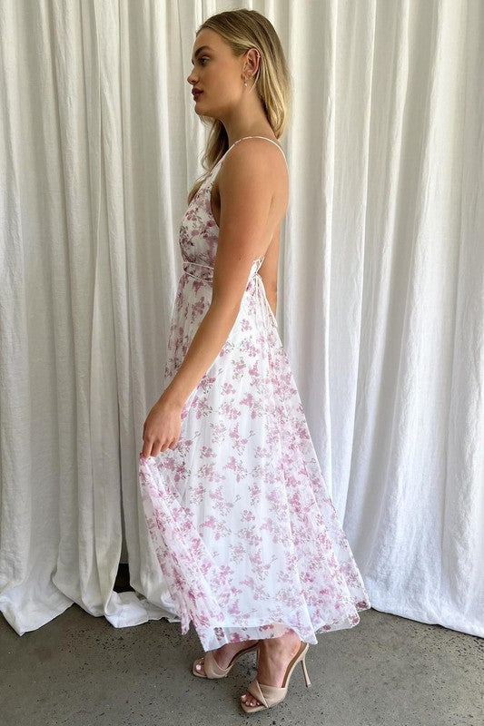 PINK & WHITE FLORAL MAXI