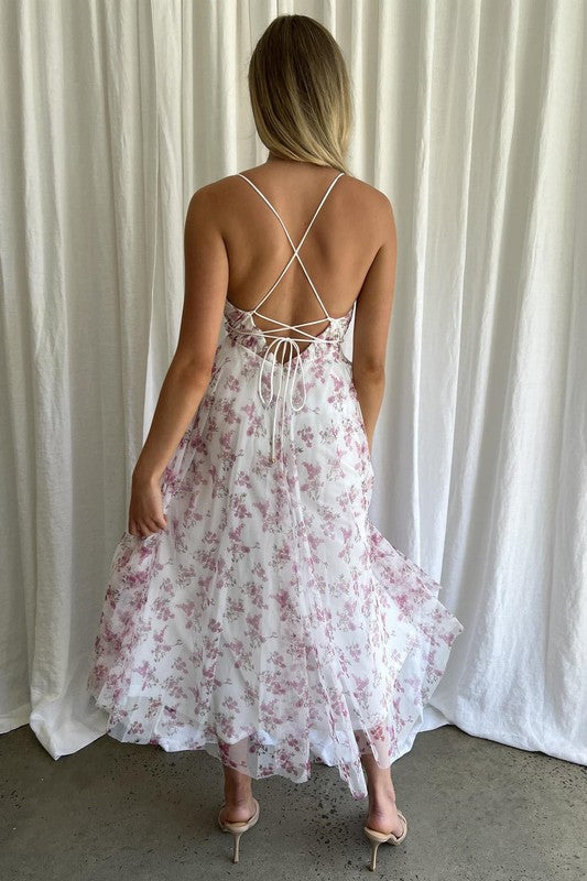 PINK & WHITE FLORAL MAXI