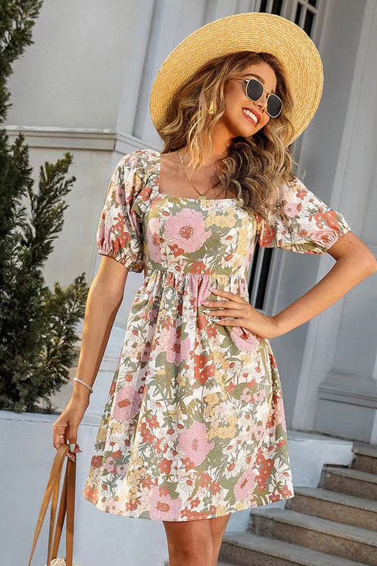 Floral Dress with Tie Detail