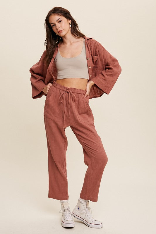 BUTTON DOWN PANTS SET