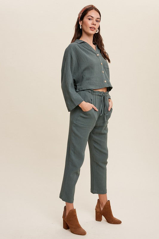 BUTTON DOWN PANTS SET