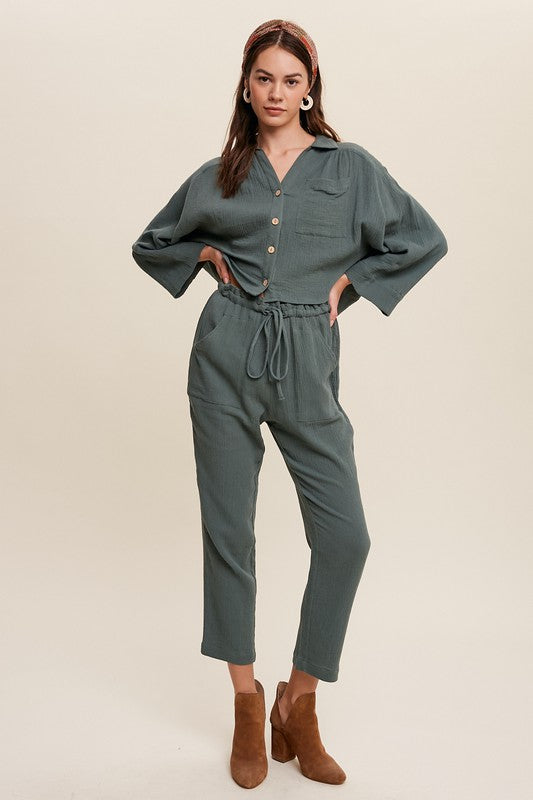 BUTTON DOWN PANTS SET