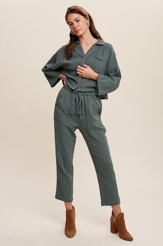 BUTTON DOWN PANTS SET