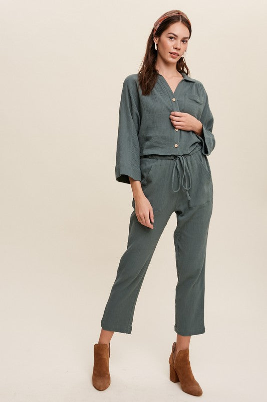 BUTTON DOWN PANTS SET