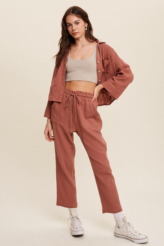 BUTTON DOWN PANTS SET