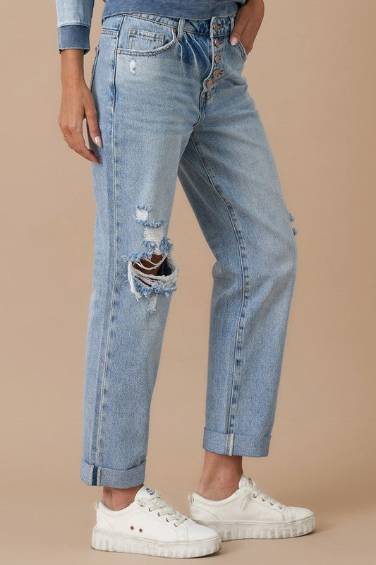 Rolled Up Boyfriend Jeans