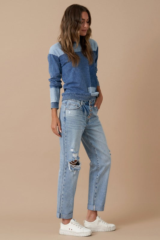 Rolled Up Boyfriend Jeans