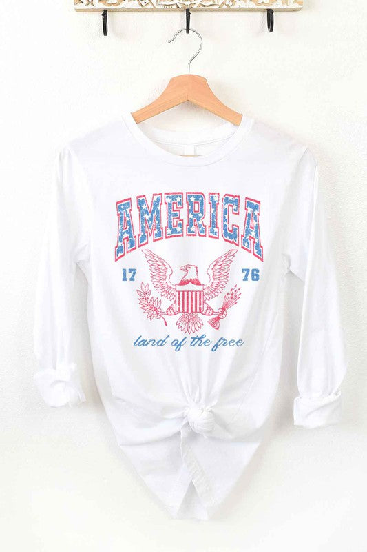 AMERICA LAND OF THE FREE LONG SLEEVE TEE