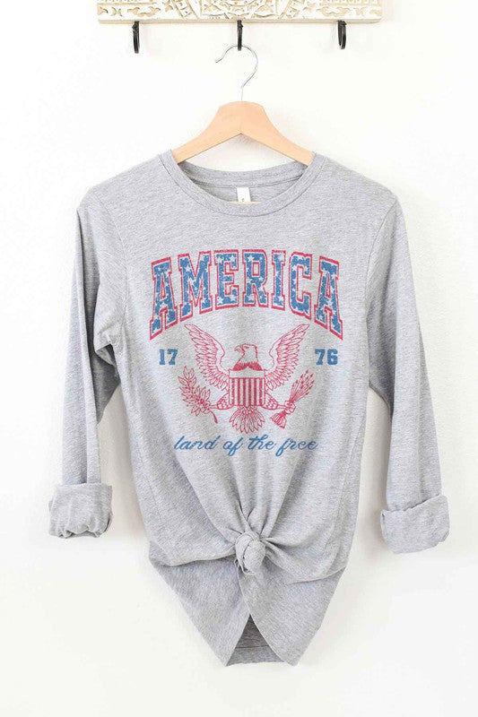 AMERICA LAND OF THE FREE LONG SLEEVE TEE