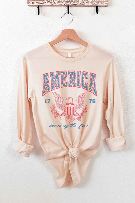 AMERICA LAND OF THE FREE LONG SLEEVE TEE