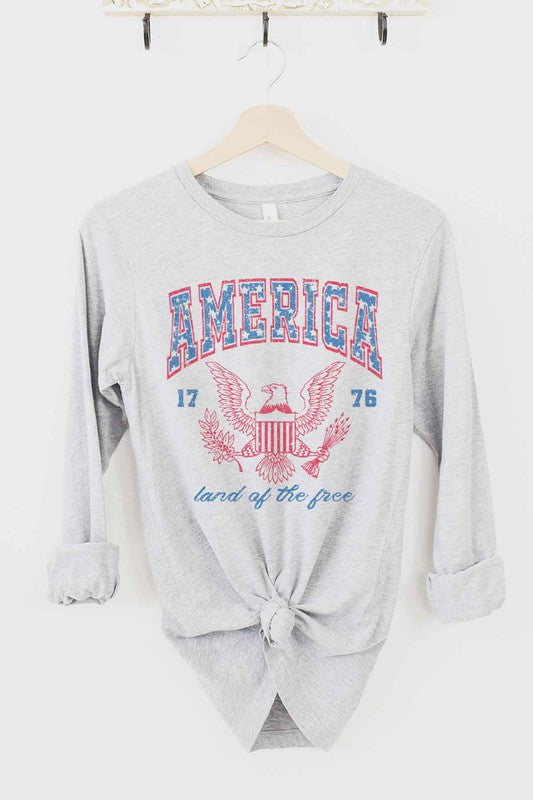 AMERICA LAND OF THE FREE LONG SLEEVE TEE