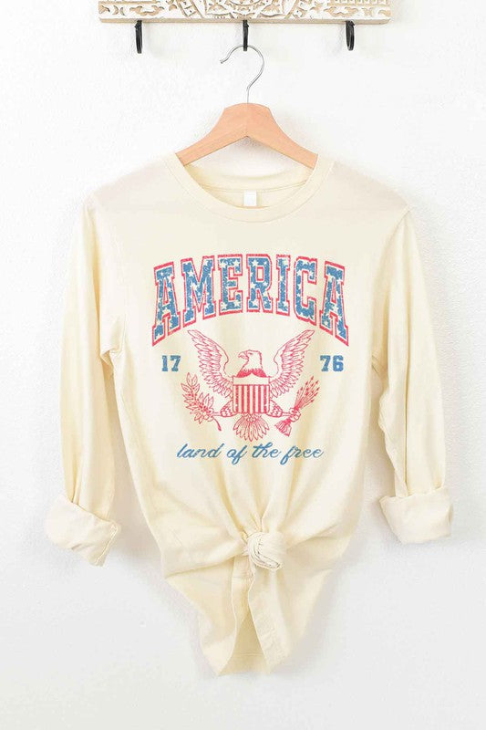 AMERICA LAND OF THE FREE LONG SLEEVE TEE