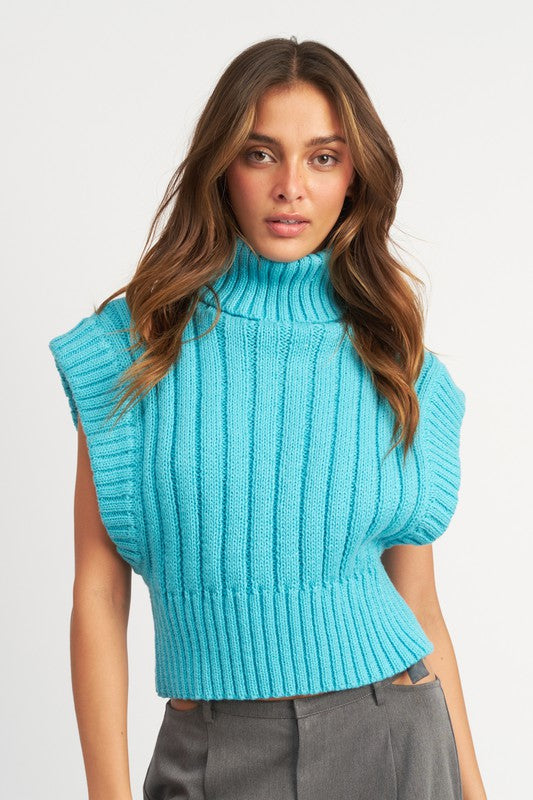 RIBBED TURTLE NECK VEST