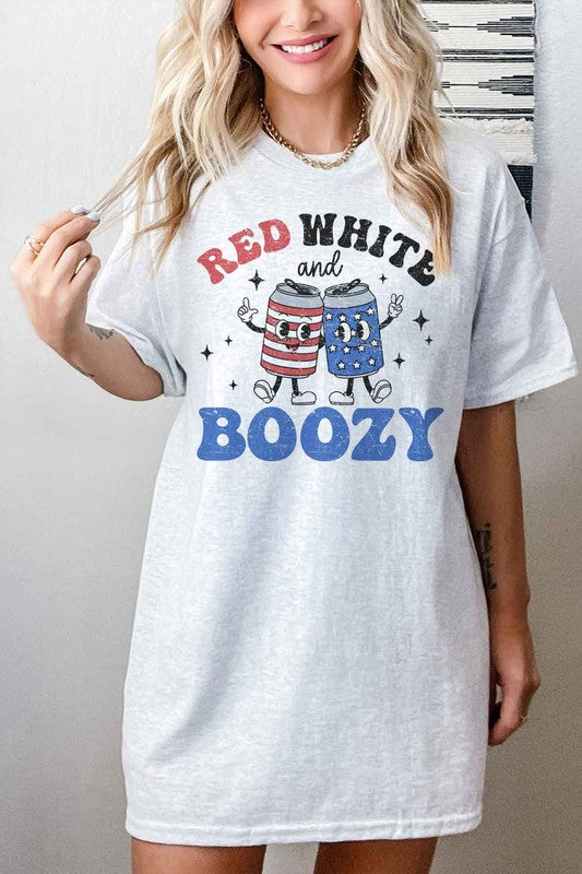 RED WHITE AND BOOZY OVERSIZED TEE  T-SHIRT