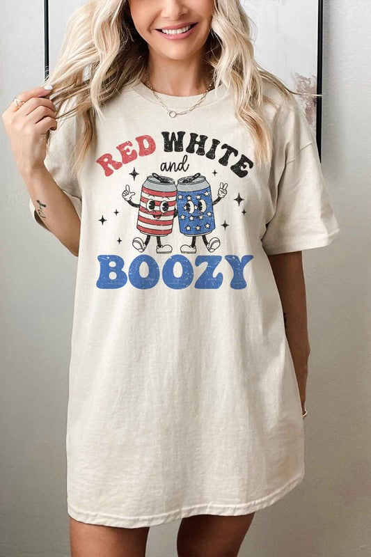 RED WHITE AND BOOZY OVERSIZED TEE  T-SHIRT