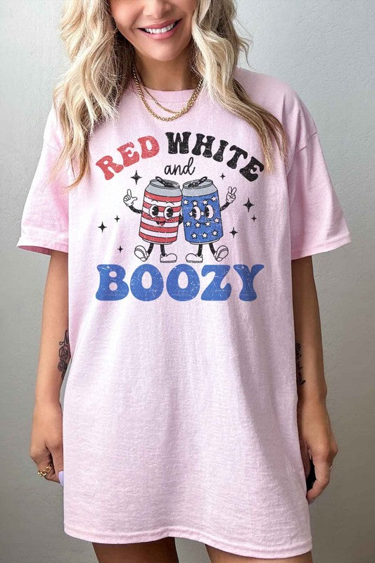 RED WHITE AND BOOZY OVERSIZED TEE  T-SHIRT