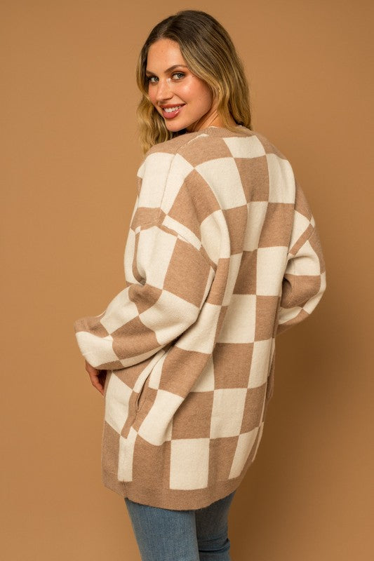 CHECKERED CARDI