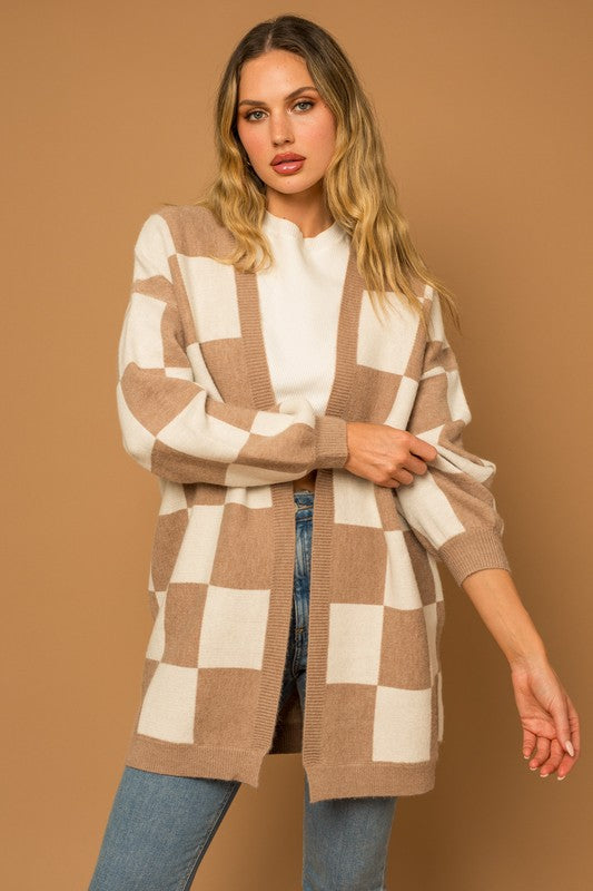 CHECKERED CARDI