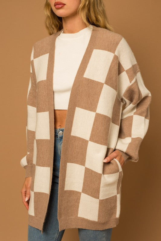 CHECKERED CARDI