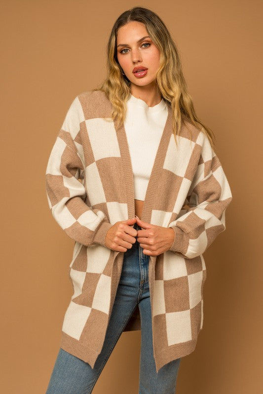 CHECKERED CARDI