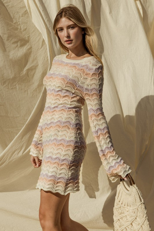 BELL SLEEVE KNIT DRESS