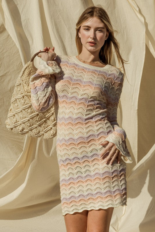 BELL SLEEVE KNIT DRESS