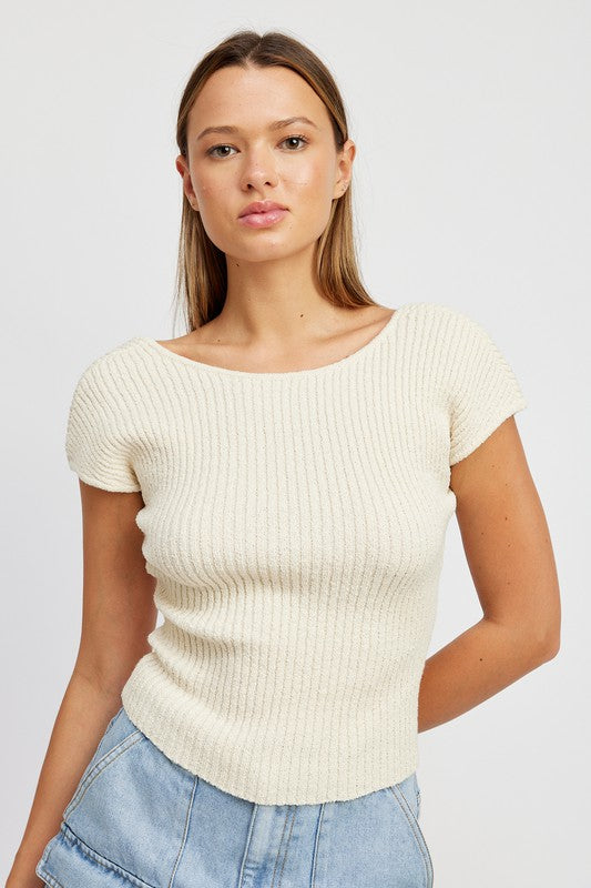 OPEN BACK SWEATER TOP