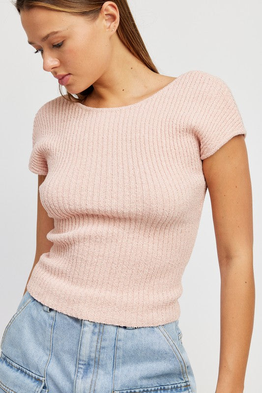 OPEN BACK SWEATER TOP