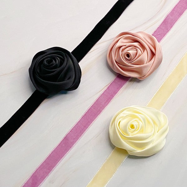 Satin Rose Velvet Sash Necklace