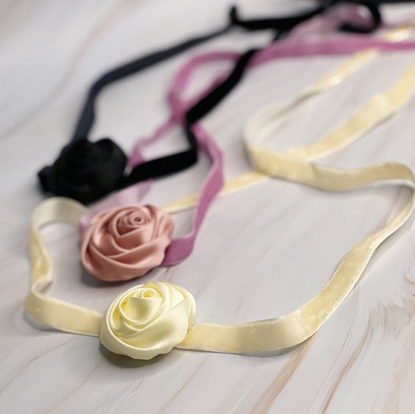 Satin Rose Velvet Sash Necklace