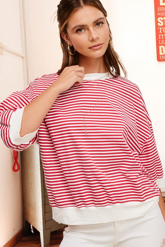 STRIPE SHORTSLEEVE CREWNECK