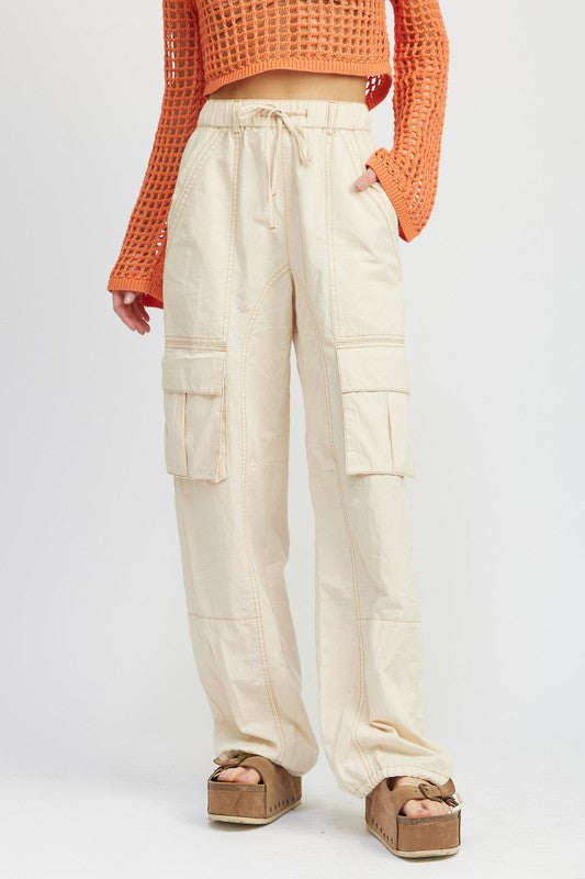 CREAM CARGO PANT