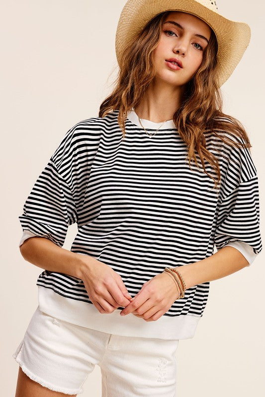 STRIPE SHORTSLEEVE CREWNECK