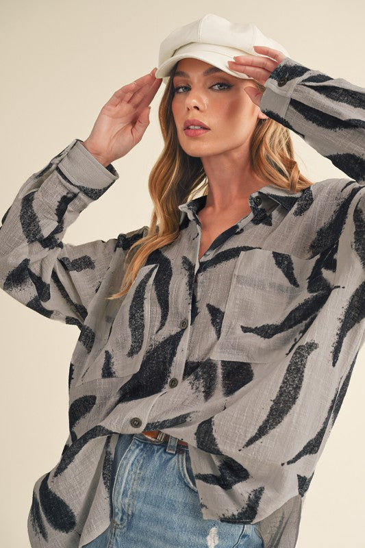 Elodie Printed Button Up Shirt