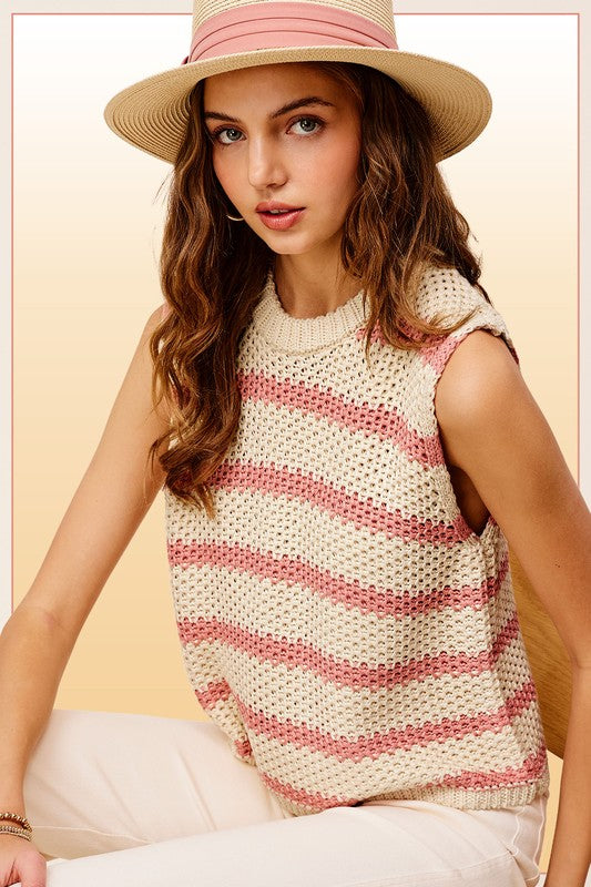 STRIPE SLEEVELESS SWEATER