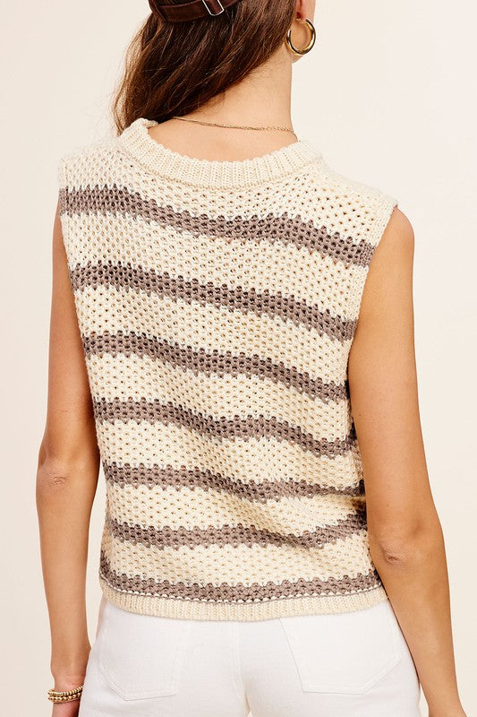 STRIPE SLEEVELESS SWEATER