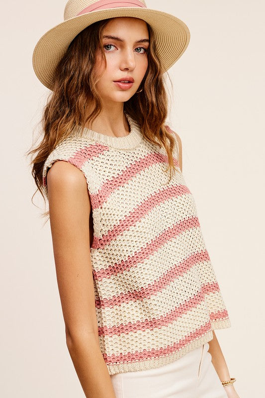 STRIPE SLEEVELESS SWEATER