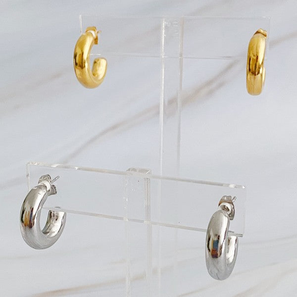 Smaller Polished Hollow Hoop Earrings