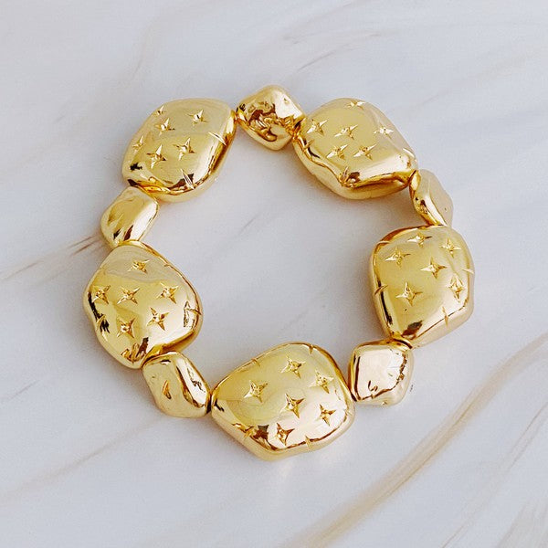 Starlight Golden Pebble Stretch Bracelet