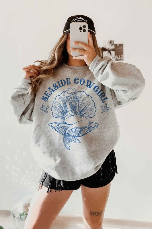 SEASIDE COWGIRL WESTERN COUNTRY GRAPHIC SWEATSHIRT