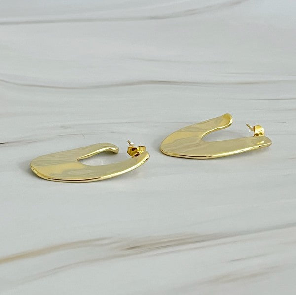 Polished Metal Art Hoop Earrings