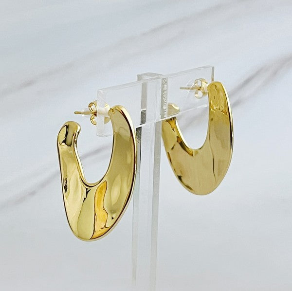 Polished Metal Art Hoop Earrings