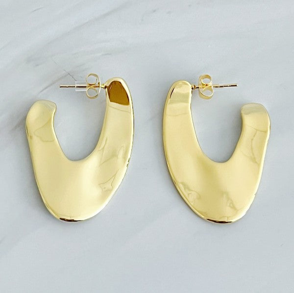 Polished Metal Art Hoop Earrings