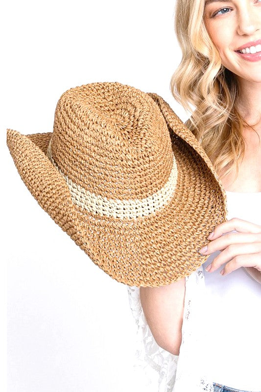 Crochet Straw Convertible Sun Hat