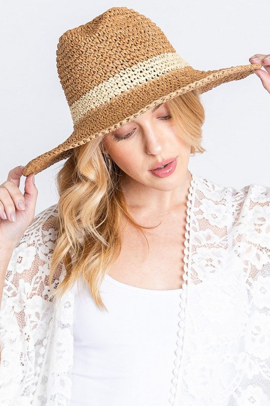 Crochet Straw Convertible Sun Hat